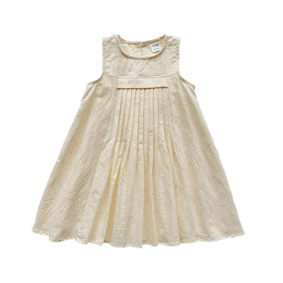 RTKFRFLM Girls Dress Summer Sleeveless Solid Color Dress Casual And Kids Birthday Dress 2-3 Years