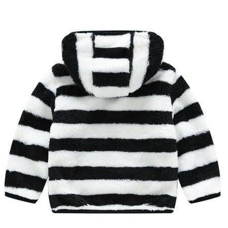 

RPVATI Toddler Baby Child Children Kids Zip Up Hooded Long Sleeve Coat Thicken Padded Outerwear Striped Winter Warm Clothes 1Y-4Y