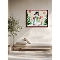 thumbnail image 4 of Christmas Snowman Canvas Print Wall Art Winter Xmas Pine Tree Snow Linen Red Plais Pictures Painting Morden Artwork for Living Room Bedroom, Ready to Hang - 12"x16", 4 of 6