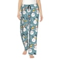 thumbnail image 1 of Balery Snowflake Scarf Snowman Pantalones de pijama para mujer, pijamas ultraligeros, pantalones de estar por casa-Small, 1 of 6