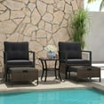 thumbnail image 1 of Costway 5 PCS Outdoor Furniture Set Rattan Chairs & Ottomans with Glass Topped Coffee Table Black, 1 of 10
