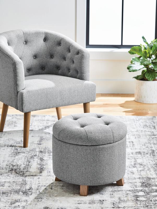 Better Homes & Gardens Round Tufted Storage Ottoman, Gray photo 8