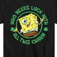 thumbnail image 3 of SpongeBob SquarePants - Who Needs Luck With This Charm - Toddler And Youth Short Sleeve Graphic T-Shirt, 3 of 6