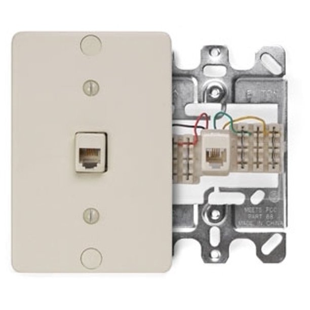 Leviton 40263I Telephone Wall Phone Jack, Quick Connect, Ivory