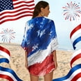 thumbnail image 6 of JULMCOMO American Flag Lightweight Cardigans for Women Red White Blue Half Sleeve Independence Day Kimono Cover Ups Summer Tops White XL, 6 of 6