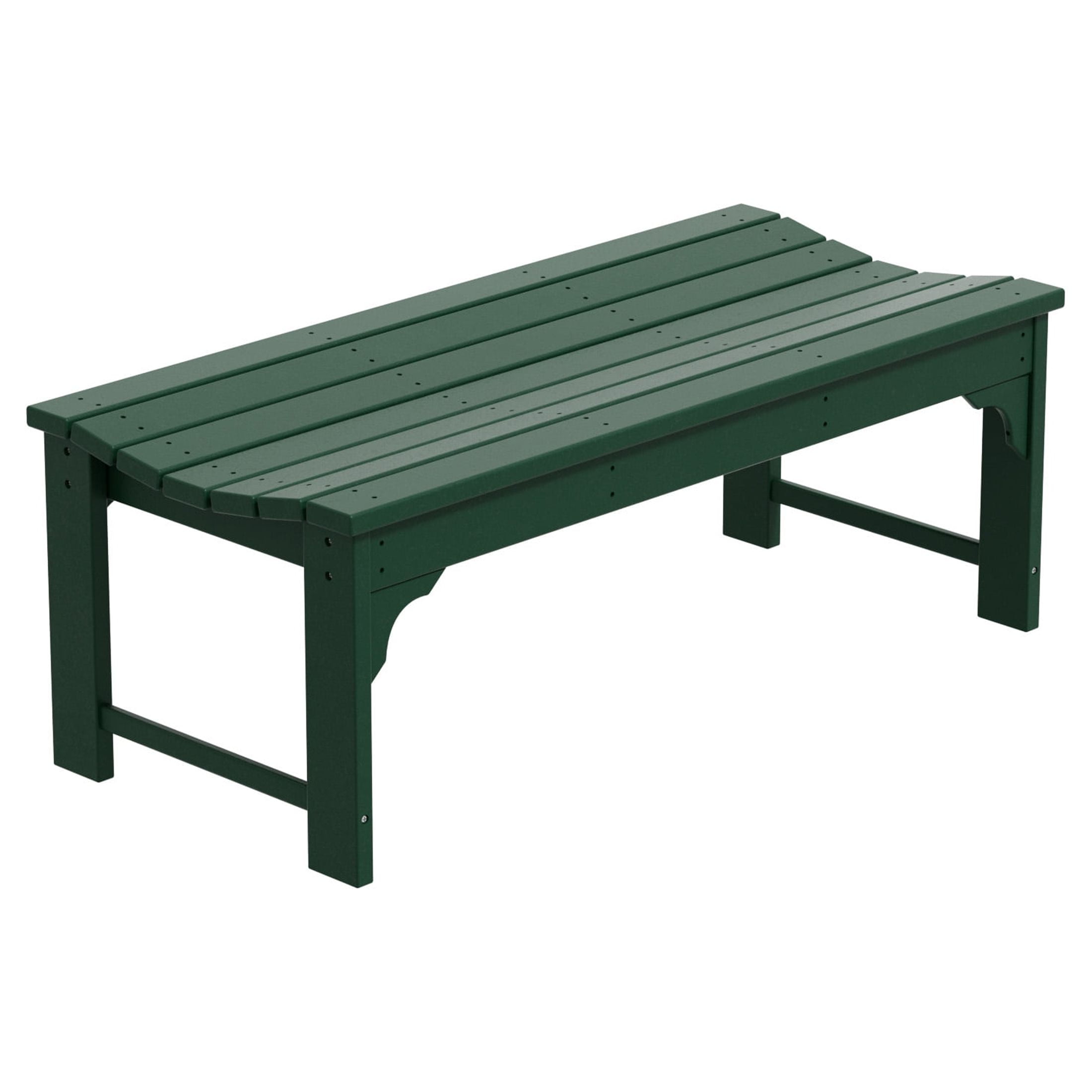GARDEN Plastic Adirondack Backless Outdoor Bench for Patio Entryway, Dark Green