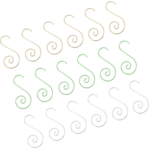 Ornament Hooks Christmas Tree Decorating Hangers- Metal Wire Ornament Hooks Heavy Duty S Shaped Ornament Hangers for Christmas Tree Decoration 3 Packs Silver Green Gold