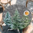 thumbnail image 3 of Green Christmas Tree Fitted Tablecloth with Elastic Edged, Round Table Cloth for Dining Table, Winter Snowflakes Grey Watercolor Pine Waterproof Oil Proof Table Cover for Indoor Outdoor 36"-44", 3 of 9