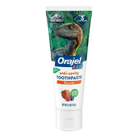 Orajel Anticavity Fluoride Toothpaste Jurassic World Berry, 4.2 oz, 2 Pack