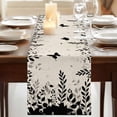 thumbnail image 3 of Table Runners 48 Inches Long Dress Scarves, Spring Botanical Farmhouse Kitchen/Dining Table Runner, Short Coffee Tablerunners, Black Eucalyptus Butterfly Rustic 13x48 Inch, 3 of 9