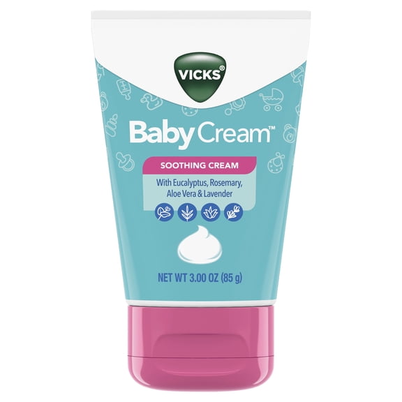 Vicks BabyCream, Soothing Non-Medicated Vapor Cream for Babies with Aloe Vera, 3 oz
