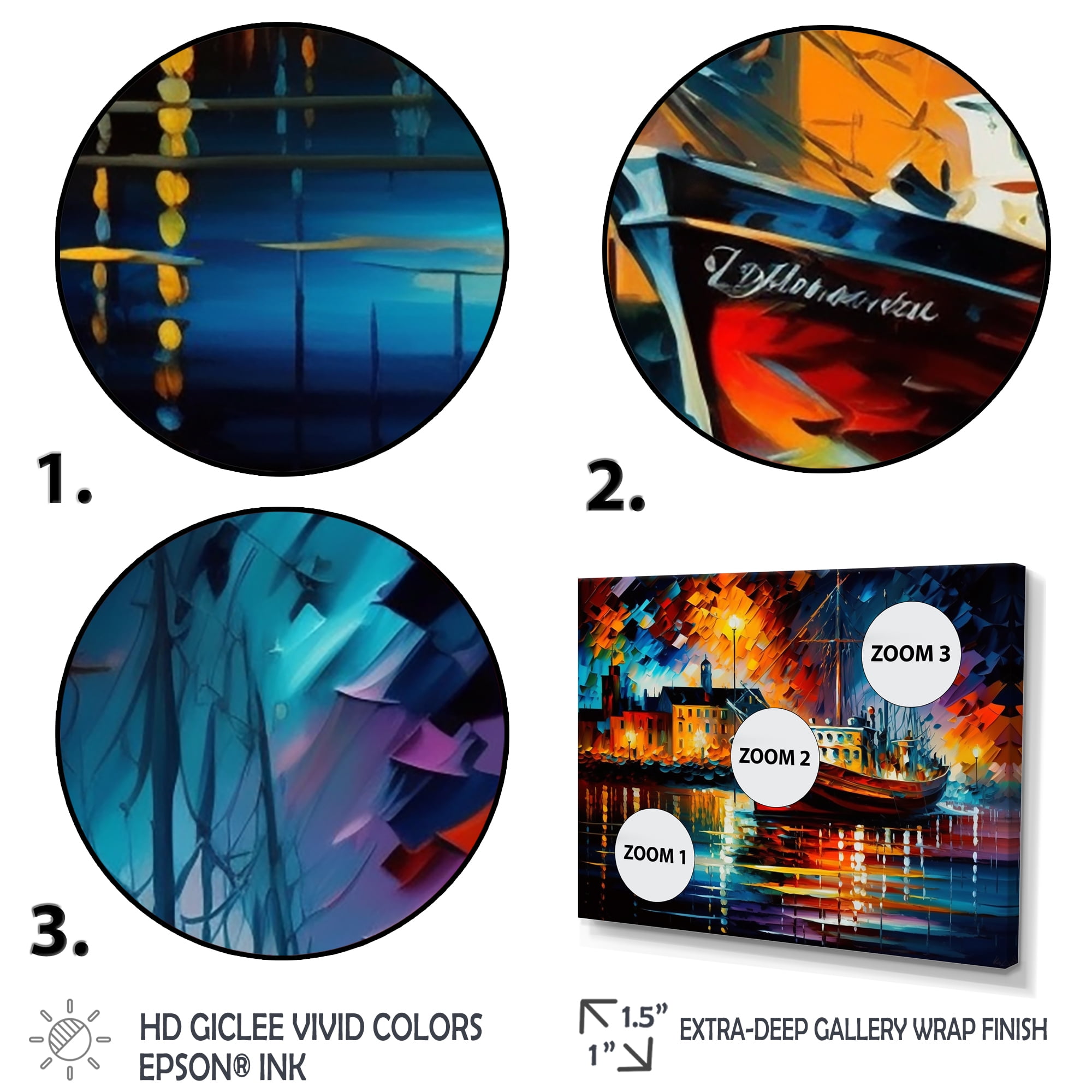 Designart Colorful Port With Fishing Boat II Canvas Wall Art