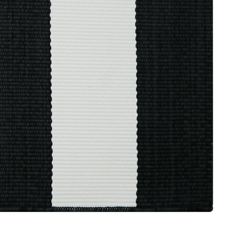 Better Homes & Gardens 6' x 9' Black and White Striped Outdoor Rug, Size: 6 x 9