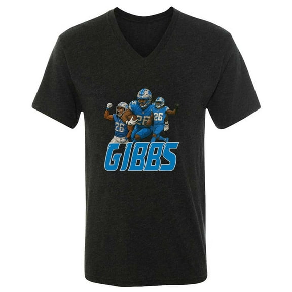 MENS V NECK Jahmyr Gibbs Collage Detroit Shirt T-Shirt