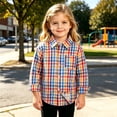 thumbnail image 6 of LJEFF Little Boys Light Grid Plaid Button Shirt, Loose Pocket Chest Soft Gift Kids Casual Top Multicolor Size 5-6, 6 of 9