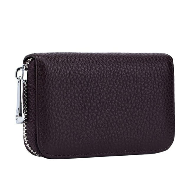 ZTTD RFID Credit Card Holder PU Leather Credit Card Wallet with Zipper