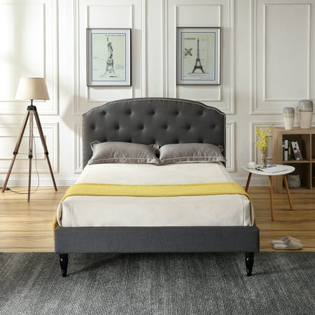 Upholstered Bed Frames And Headboards Modern Sleep Cranleigh Upholstered Platform Bed | Headboard and Metal Frame with Wood Slat Support, Multiple Colors, Multiple Sizes ()
