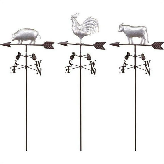 Alpine NCY342A 48 in. Metal Farm Animal Weathervane Stakes - Pack of 6