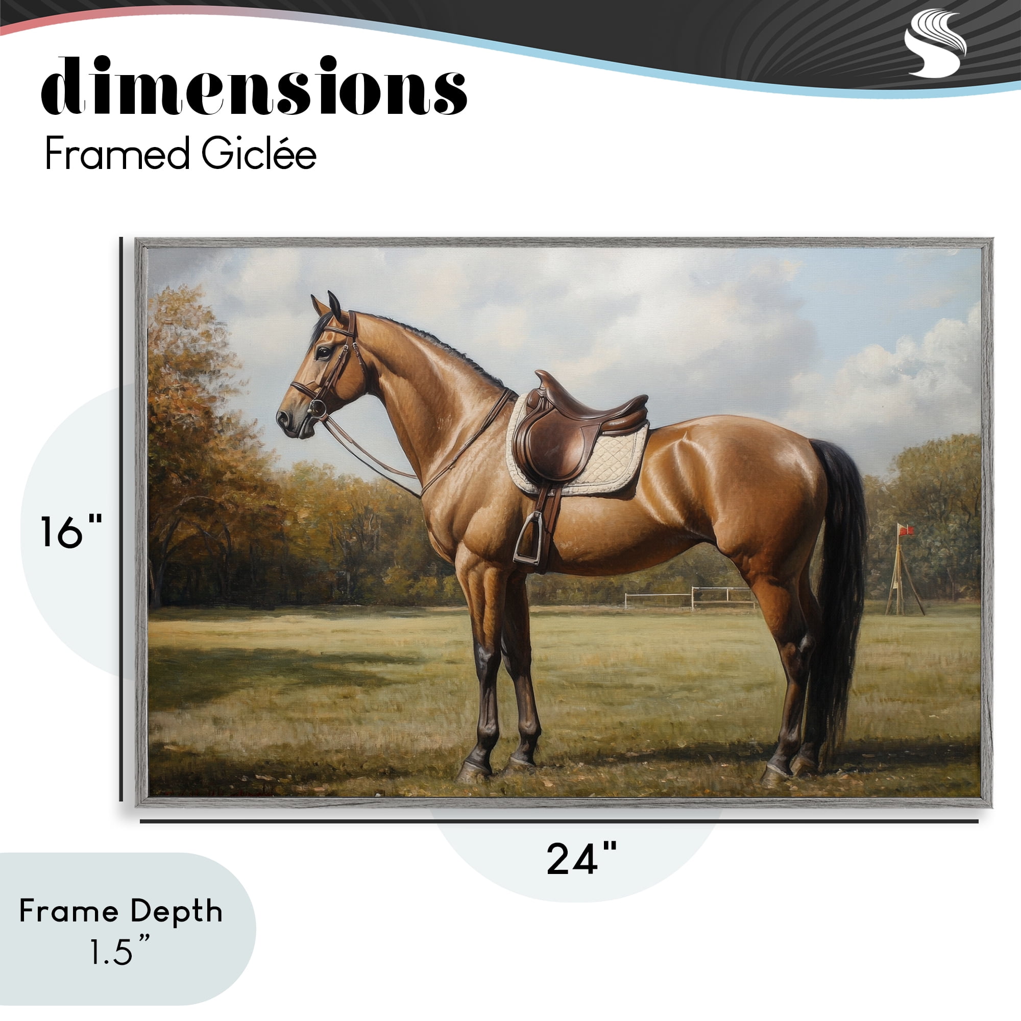 Stupell Industries Show Ready Horse with Saddle Gray Framed Giclee Art, design by Petal Prints Design