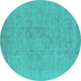 thumbnail image 1 of Ahgly Company Machine Washable Indoor Round Oriental Turquoise Blue Industrial Area Rugs, 4' Round, 1 of 4