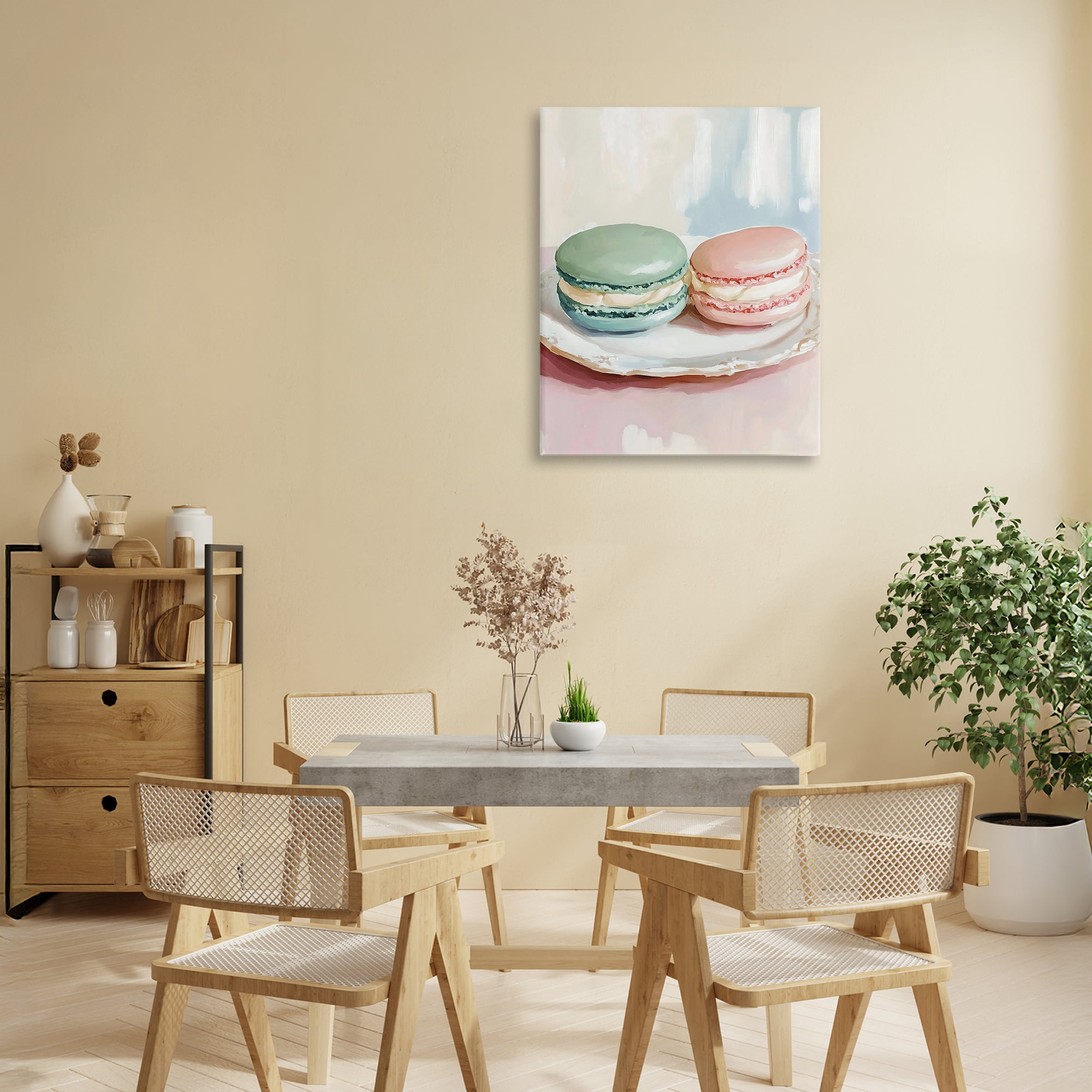 Stupell Industries Pastel Macarons on Plate Canvas Wall Art, design by The Prints Vibe