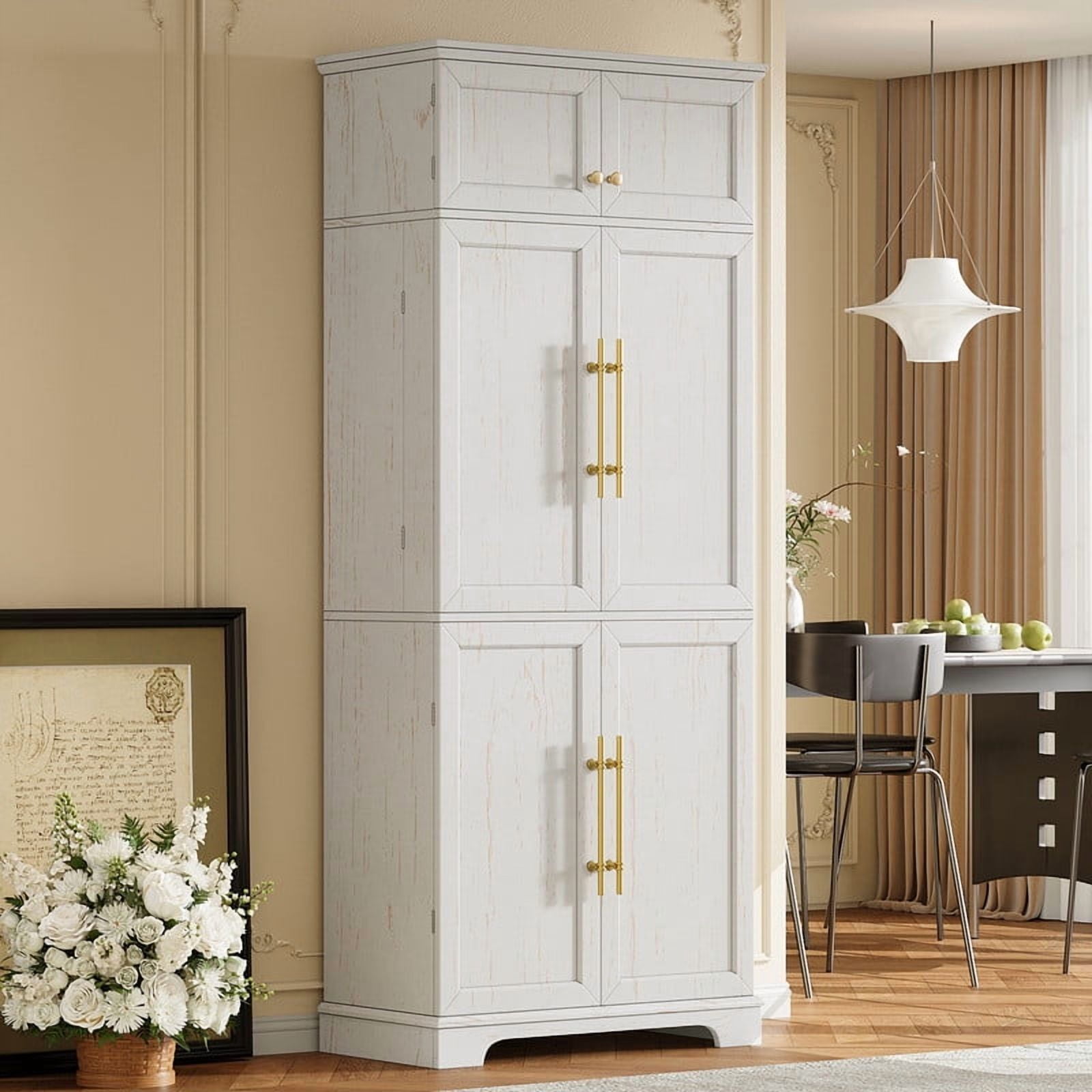 Farmhouse Kitchen Pantry with Drawers, Sideboard Storage Cabinet with Adjustable Shelves, Freestanding Versatile Cupboard