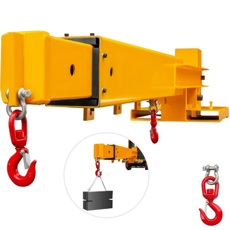 

VEVOR Forklift Mobile Crane 6000lbs/3T Capacity Forklift Crane Attachment 2 Hooks Forklift Lifting Hoist w/Truss Jib Boom Forklift Extension Forklift Boom Attachment Towing Handling Equipment