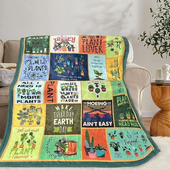 Women Plant Blanket Gift for Her Plant Lovers 40"x50" Gardening Gifts Gardener Mom Birthday Christmas Flannel Throw Blanket for Home Sofa Car