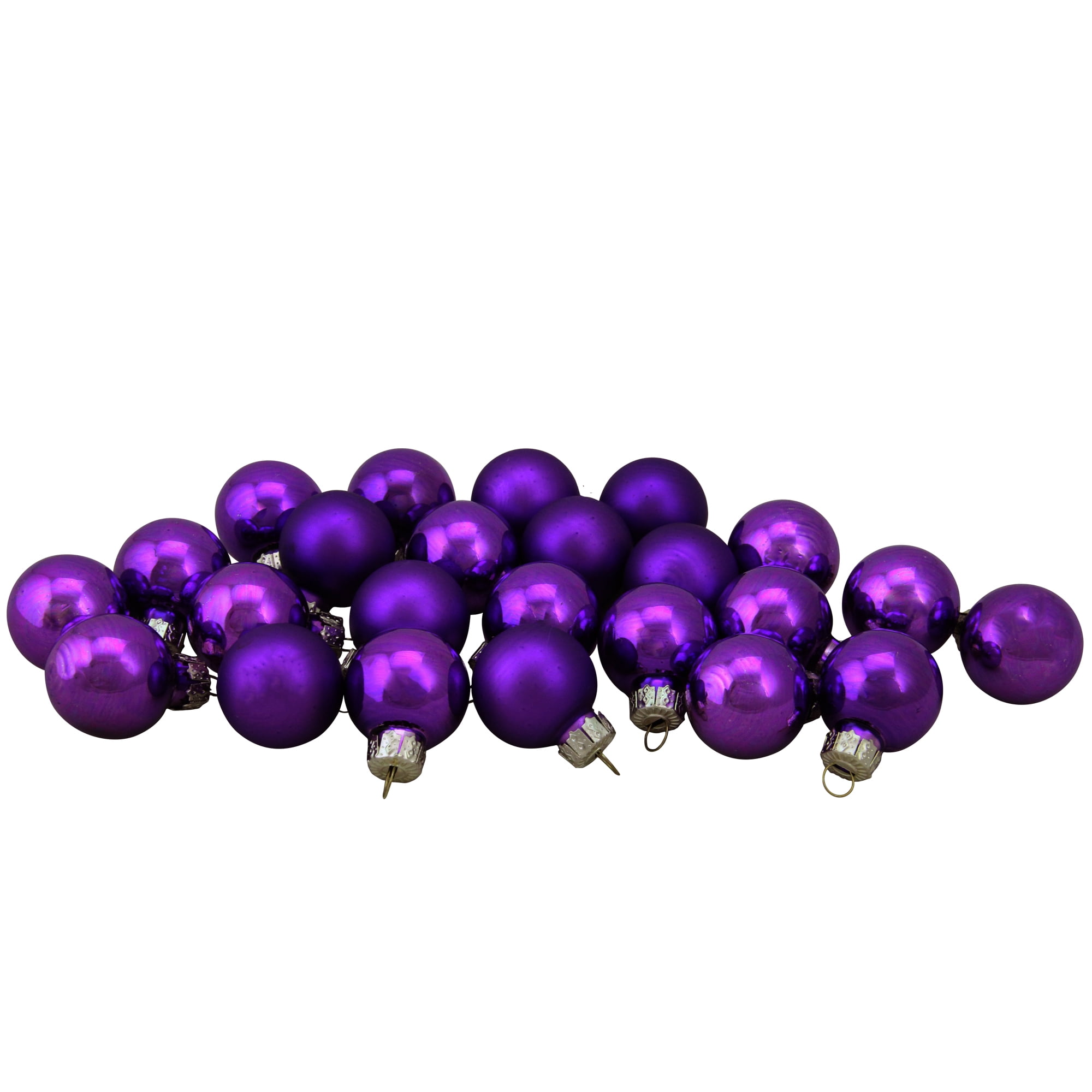 24ct Purple 2Finish Christmas Ball Ornaments 1" (25mm)