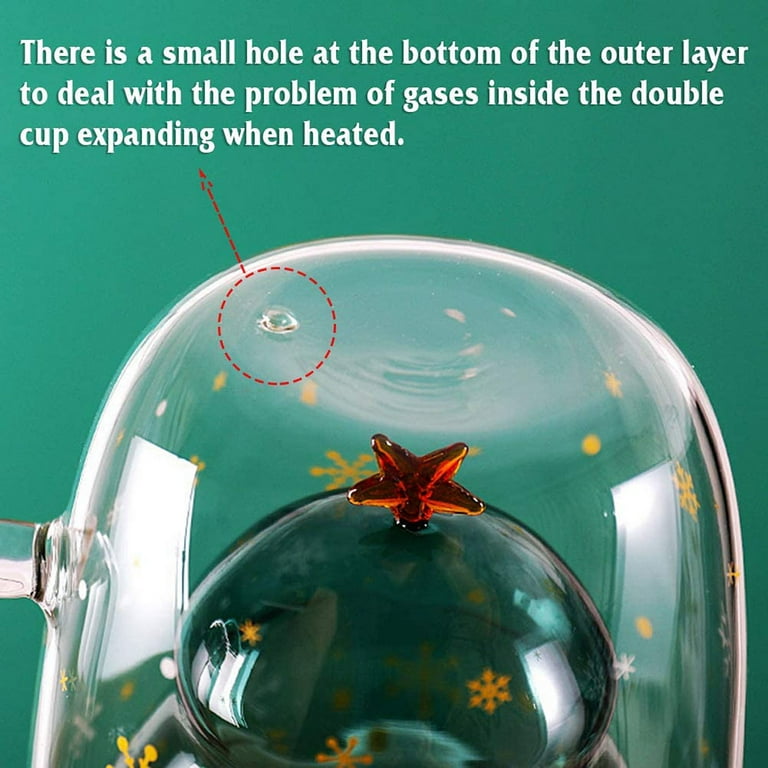 Heat Resistant Borosilicate Glass Prevalent Star Wish Christmas Tree Design Glass  Cup Mug with Food Grade Silicone Lid - China Glassware and Mug price