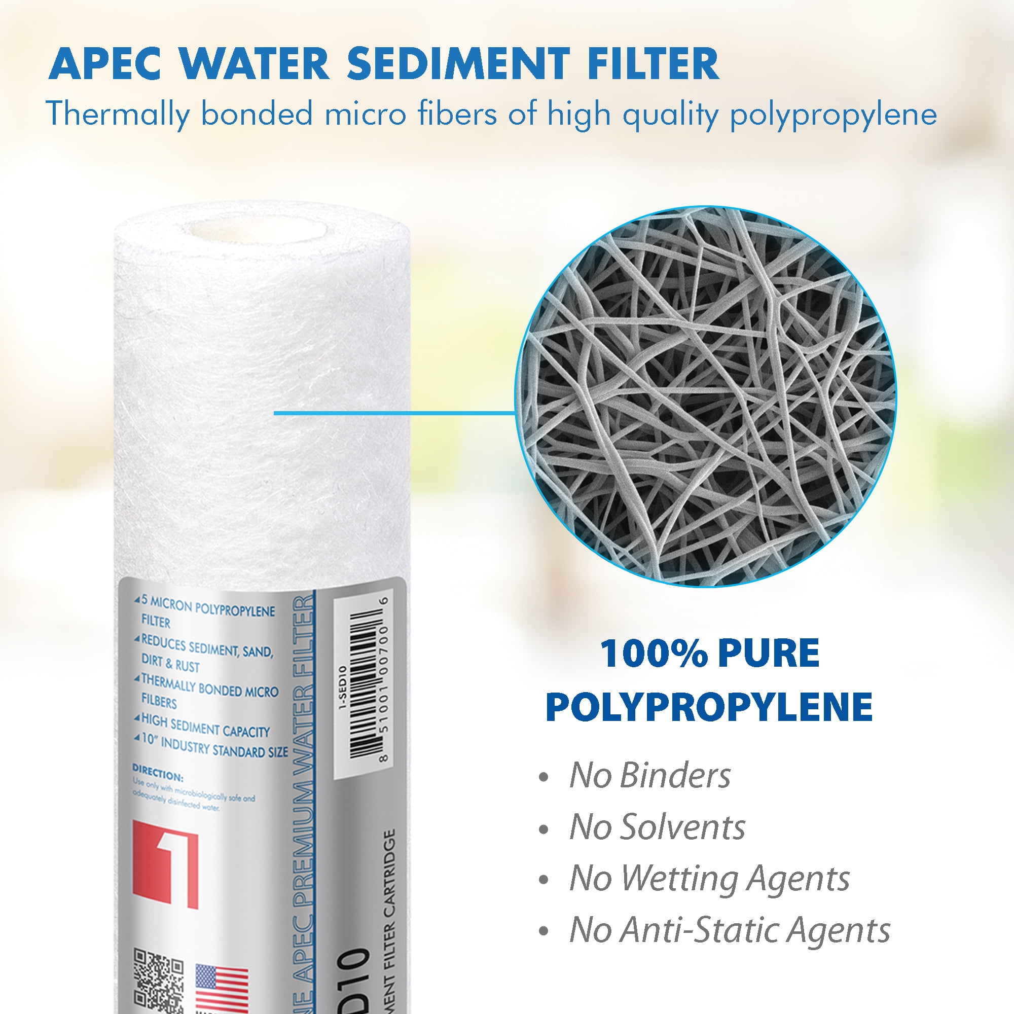 APEC Filter Set, Double Capacity Replacement Pre-Filter Set For Reverse Osmosis Water Filter System Stage 1,2,3