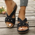 thumbnail image 2 of HBGVBA Womens Summer Slippers Solid Color Round Toe Open Toe On Thick Sole Wedge Heel Summer Comfortable Stylish Shoes 37, 2 of 4