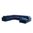 thumbnail image 3 of Rustic Manor Saniyah Navy Linen Modular U-Sofa Chaise Sectional, 3 of 10