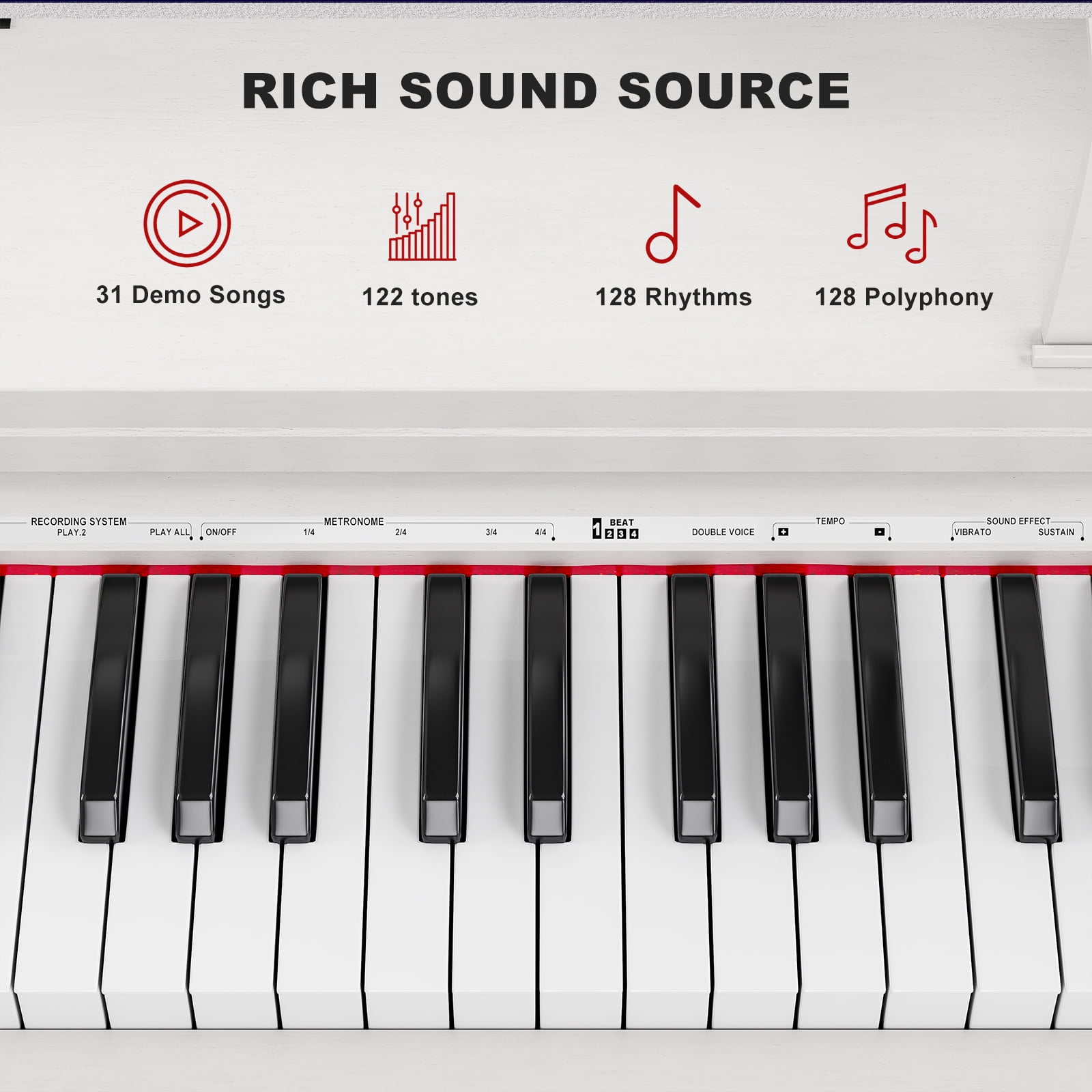 UMOMO 88 Weighted Key Digital Piano Keyboard with Piano Bench, Full Size Electric Piano with Piano Stand, Headphone Jack, 3 Pedal, Electronic Piano for Beginner, Adults, White
