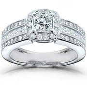 Angle View: Annello by Kobelli 14k White Gold 1ct TDW Diamond Engagement Ring Engagement, Traditional, Halo 4