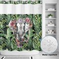 thumbnail image 4 of No Hook Shower Curtain with Built-in Rings - Tropical Botanical Washable Waterproof Fabric Bathroom Curtains for Hotel,Rentals, 72 X 72 Inch Long , Elephants Palm Leaves Floral Green Gray, 4 of 9