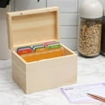 Juvale Unfinished Wood Recipe Box for DIY Crafts with Cards and
