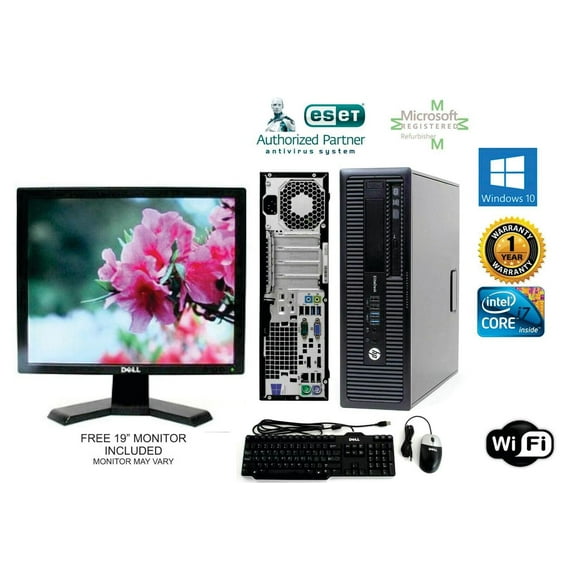 "HP 800 G1 DESKTOP COMPUTER SFF i7 3.40GHz WINDOWS 10 Pro 64 16GB Ram 240GB SSD + Monitor 19""-1 Year Warranty - Used"