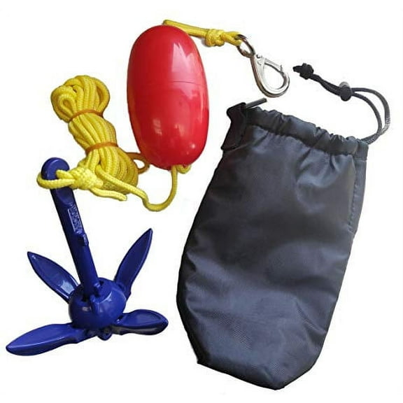 MarineNow Lightweight Aluminum Folding Grapnel Anchor Kit with Float