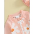 thumbnail image 6 of Bslissey Toddler Baby Girls Summer One Piece Swimsuit Long Sleeve Strawberry/Flower Print Romper Swimwear Infant Crew Neck Zipper Bikini Bathing with Hat 3M-3T, 6 of 9