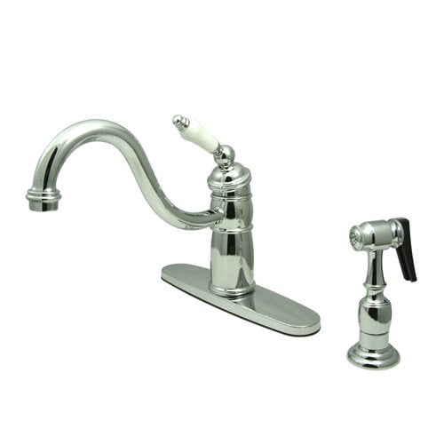 Kingston Brass Victorian Single Handle Kitchen Faucet With Brass Sprayer
