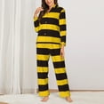 thumbnail image 3 of Kll Bee Stripe Print Women'S Long Sleeve Pajamas With Pants Sleepwear Loungewear 2 Set-Xx-Large, 3 of 9