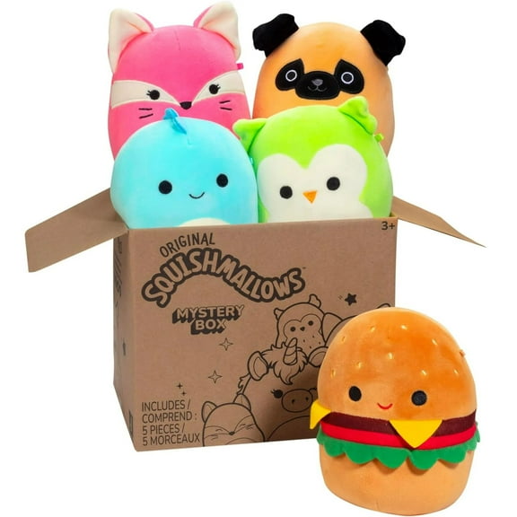 Squishmallows: Original 5" Plush Mystery Box - 5 Pack - Surprise Assorted Character Styles, Soft & Squishy, Stuffed Animals, Collectible Toy, Kids 3 