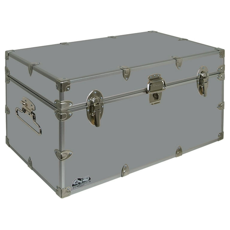 C N Footlockers UnderGrad Storage Trunk College Dorm Chest Durable with Lid Stay 32 x 18 x 16.5 Inches Grey