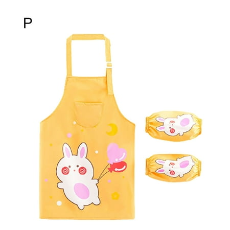 

Meizhencang 3Pcs/Set Children Apron Cartoon Character Pattern Waterproof Breathable Kids Cooking Apron with Sleeves for DIY Learning