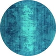 thumbnail image 1 of Ahgly Company Machine Washable Indoor Round Oriental Turquoise Blue Industrial Area Rugs, 6' Round, 1 of 4