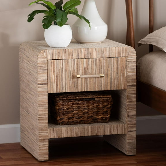 bali & pari Callan Boho Nightstand, 1-Drawer, Natural