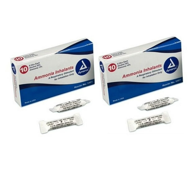 Ammonia Inhalants 33 Cc 10 Ampules Pack Of 2 Ammonia Inhalant To Prevent Or Treat Fainting By Dynarex Usa Walmart Com Walmart Com