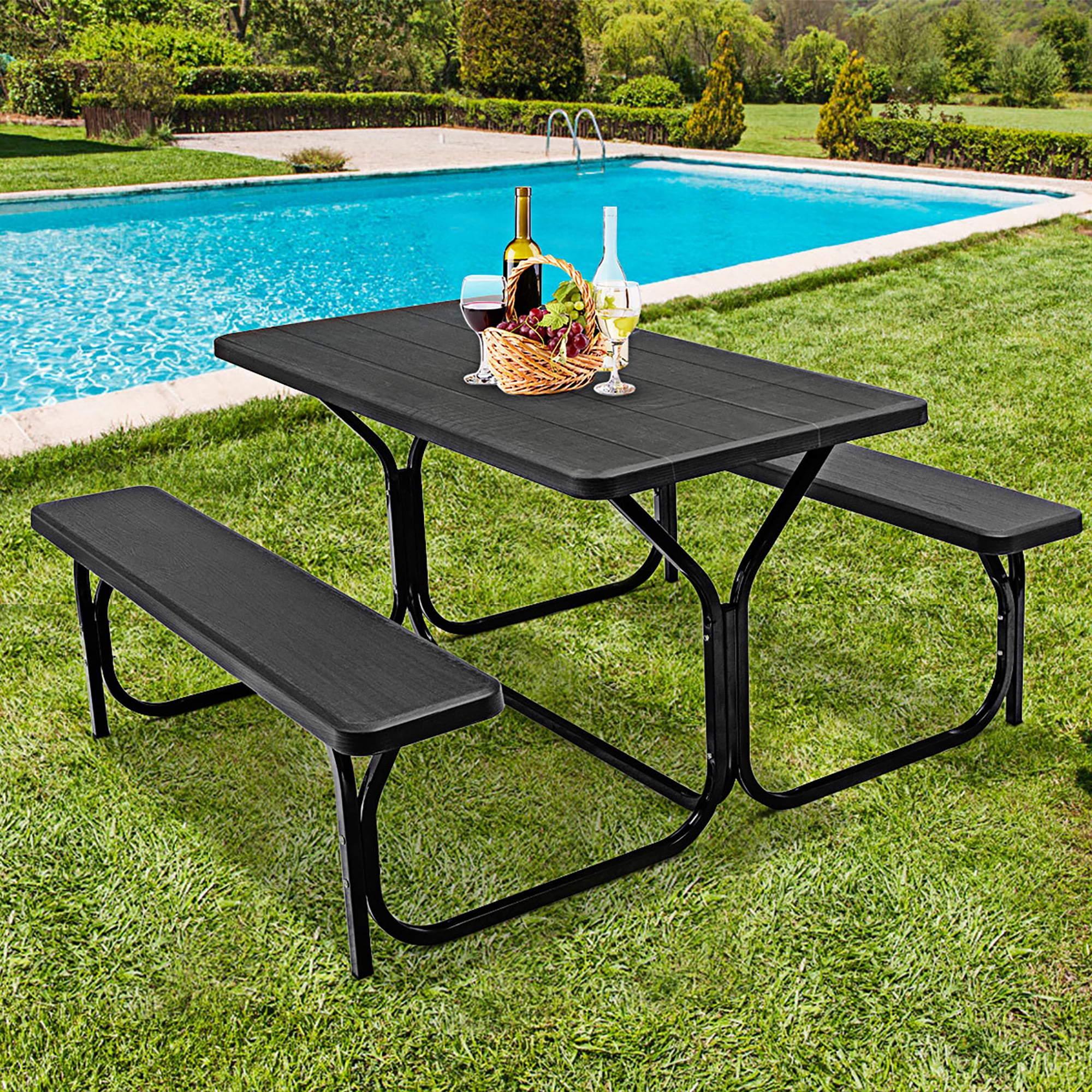 Costway Picnic Table Bench Set Outdoor Backyard Patio Garden Party Dining All Weather