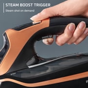 Rowenta Steam Force Pro Iron for Clothes, Stainless Steel Soleplate, 1850 Watts, Smart Screen, Handheld Iron, Black & Copper, DW9580